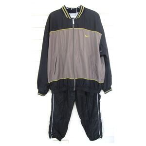 Nike Vintage 90s XL Nylon Windbreaker Warmup Tracksuit Black Gray Yellow